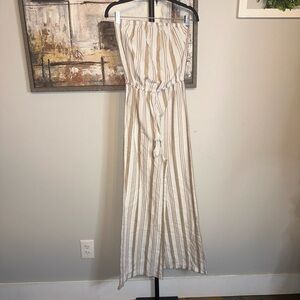 Paradise USA Size Medium Striped Strapless Wide Leg Jumpsuit‎